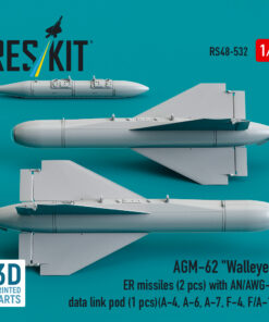 Alternative view of Reskit AGM-62 "Walleye I" ER missiles (2 pcs) with AN/AWG-16 data link pod (1 pcs) (A-4, A-6, A-7, F-4, F/A-18) (3D Printed) (1/48)