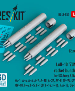 Reskit LAU-10 "ZUNI" rocket launcher for US Army & Navy (2 pcs) (A-1, A-4, A-6, A-7, A-10, A-37, AV-8, TF-9J, OV-1, OV-10, F-4, F-5, F-100, F-14, F-16, F/A-18, Su-25) (3D Printed) (1/48)