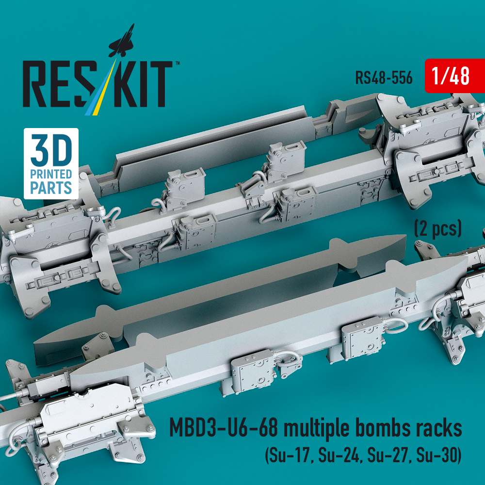 Reskit MBD3-U6-68 multiple bombs racks (2 pcs) (Su-17, Su-24, Su-27, Su-30) (3D Printed) (1/48) - Image 2