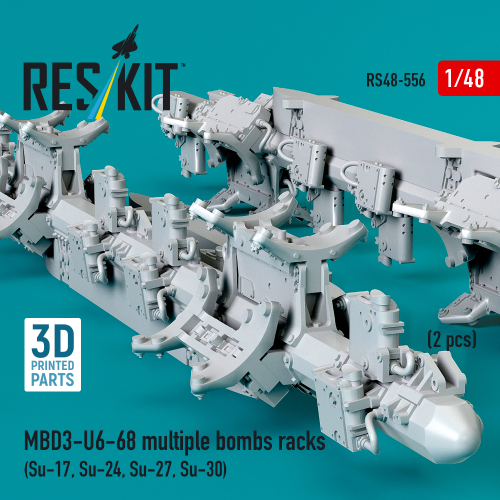 Reskit MBD3-U6-68 multiple bombs racks (2 pcs) (Su-17, Su-24, Su-27, Su-30) (3D Printed) (1/48) - Image 3