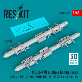 Reskit MBD2-67U multiple bombs racks (2 pcs) (MiG-21, MiG-23, MiG-27(М), MiG-29, Su-25, Su-24, Yak-38) (3D Printed) (1/48)