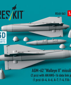 Alternative view of Reskit AGM-62 "Walleye I" missiles (2 pcs) with AN/AWG-16 data link pod (1 pcs) (A-4, A-6, A-7, F-4, F/A-18) (3D Printed) (1/48)