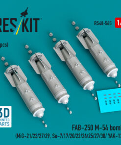Reskit FAB-250 М-54 bombs (4 pcs) (MiG-21/23/27/29, Su-7/17/20/22/24/25/27/30/ YAK-130) (3D Printed) (1/48)