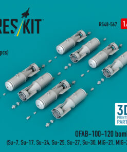 Alternative view of Reskit OFAB-100-120 bombs (8 pcs) (Su-7, Su-17, Su-24, Su-25, Su-27, Su-30, MiG-21, MiG-27) (3D Printed) (1/48)