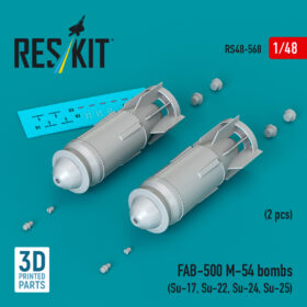 Reskit FAB-500 M-54 bombs (2 pcs) (Su-17, Su-22, Su-24, Su-25) (3D Printed) (1/48)