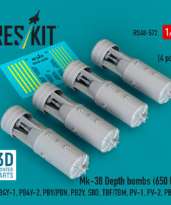 Reskit Mk-38 Depth bombs (650 lb) (4 pcs) (PB4Y-1, PB4Y-2, PBY/PBN, PB2Y, SBD, TBF/TBM, PV-1, PV-2, PBM) (3D Printed) (1/48)