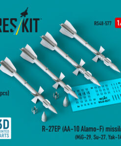 Reskit R-27EP (AA-10 Alamo-F) missiles (4 pcs) (MiG-29, Su-27, Yak-141) (3D Printed) (1/48)