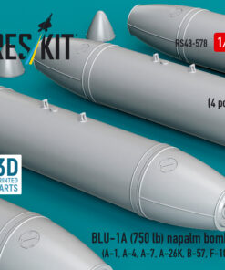 Alternative view of Reskit BLU-1A (750 lb) napalm bombs (4 pcs) (A-1, A-4, A-7, A-26K, B-57, F-100) (3D Printed) (1/48)