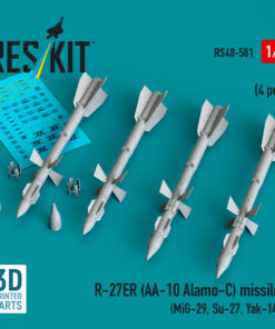 Reskit R-27ER (AA-10 Alamo-C) missiles (4 pcs) (MiG-29, Su-27, Yak-141) (3D Printed) (1/48)