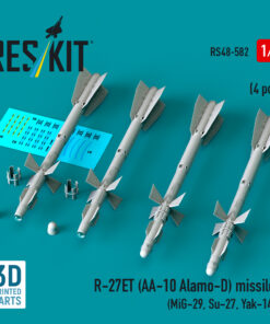 Reskit R-27ET (AA-10 Alamo-D) missiles (4 pcs) (MiG-29, Su-27, Yak-141) (3D Printed) (1/48)