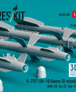 Alternative view of Reskit R-27ET (AA-10 Alamo-D) missiles (4 pcs) (MiG-29, Su-27, Yak-141) (3D Printed) (1/48)