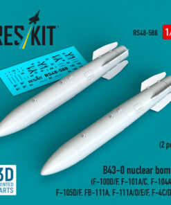 Reskit B43-0 nuclear bombs (2 pcs) (F-100D/F, F-101A/C, F-104A/C, F-105D/F, FB-111A, F-111A/D/E/F, F-4C/D/E) (3D Printed) (1/48)