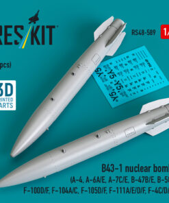 Reskit B43-1 nuclear bombs (2 pcs) (A-4, A-6A/E, A-7C/E, B-47B/E, B-58A, F-100D/F, F-104A/C, F-105D/F, F-111A/D/E/F, F-4C/D/E ) (3D Printed) (1/48)