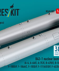 Alternative view of Reskit B43-1 nuclear bombs (2 pcs) (A-4, A-6A/E, A-7C/E, B-47B/E, B-58A, F-100D/F, F-104A/C, F-105D/F, F-111A/D/E/F, F-4C/D/E ) (3D Printed) (1/48)