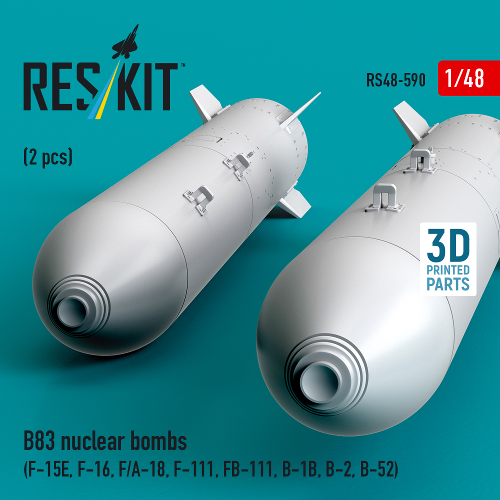 Reskit B83 nuclear bombs (2 pcs) (F-15E, F-16, F/A-18, F-111, FB-111, B-1B, B-2, B-52) (3D Printed) (1/48) - Image 2