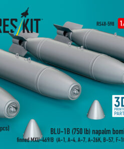 Alternative view of Reskit BLU-1B (750 lb) napalm bombs finned MXU-469/B (4 pcs) (A-1, A-4, A-7, A-26K, B-57, F-100) (3D Printed) (1/48)