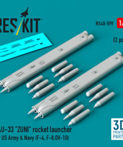 Reskit LAU-33 "ZUNI" rocket launcher for US Army & Navy (2 pcs) (F-4, F-8, OV-10) (3D Printed) (1/48)