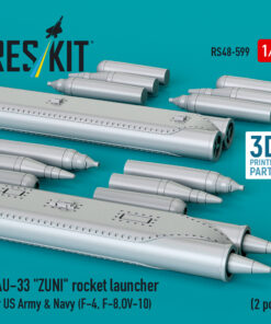 Alternative view of Reskit LAU-33 "ZUNI" rocket launcher for US Army & Navy (2 pcs) (F-4, F-8, OV-10) (3D Printed) (1/48)