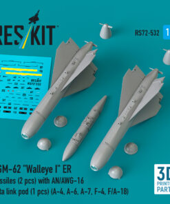 Reskit AGM-62 "Walleye I" ER missiles (2 pcs) with AN/AWG-16 data link pod (1 pcs) (A-4, A-6, A-7, F-4, F/A-18) (3D Printed) (1/72)