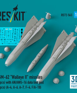 Reskit AGM-62 "Walleye II" missiles (2 pcs) with AN/AWG-16 data link pod (1 pcs) (A-4, A-6, A-7, F-4, F/A-18) (3D Printed) (1/72)