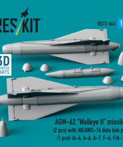 Alternative view of Reskit AGM-62 "Walleye II" missiles (2 pcs) with AN/AWG-16 data link pod (1 pcs) (A-4, A-6, A-7, F-4, F/A-18) (3D Printed) (1/72)