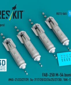 Reskit FAB-250 М-54 bombs (4 pcs) (MiG-21/23/27/29, Su-7/17/20/22/24/25/27/30/ YAK-130) (3D Printed) (1/72)