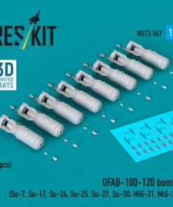 Reskit OFAB-100-120 bombs (8 pcs) (Su-7, Su-17, Su-24, Su-25, Su-27, Su-30, MiG-21, MiG-27) (3D Printed) (1/72)