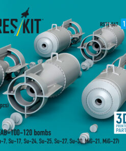 Alternative view of Reskit OFAB-100-120 bombs (8 pcs) (Su-7, Su-17, Su-24, Su-25, Su-27, Su-30, MiG-21, MiG-27) (3D Printed) (1/72)