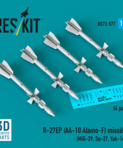 Alternative view of Reskit R-27EP (AA-10 Alamo-F) missiles (4 pcs) (MiG-29, Su-27, Yak-141) (3D Printed) (1/72)