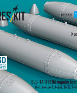 Alternative view of Reskit BLU-1A (750 lb) napalm bombs (4 pcs) (A-1, A-4, A-7, A-26K, B-57, F-100) (3D Printed) (1/72)