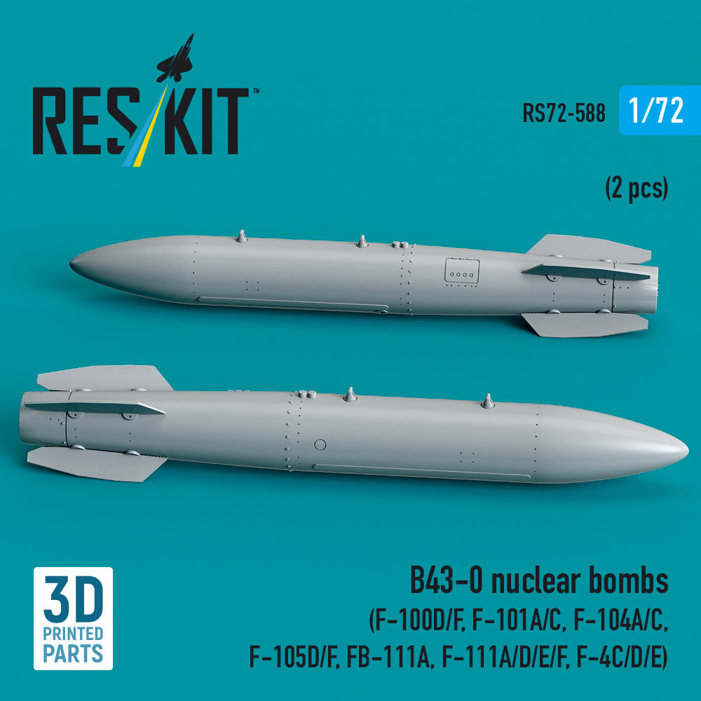 Reskit B43-0 nuclear bombs (2 pcs) (F-100D/F, F-101A/C, F-104A/C, F-105D/F, FB-111A, F-111A/E/D/F, F-4C/D/E) (3D Printed) (1/72) - Image 2