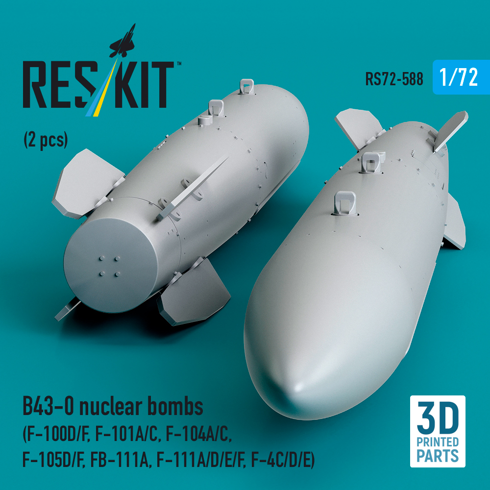 Reskit B43-0 nuclear bombs (2 pcs) (F-100D/F, F-101A/C, F-104A/C, F-105D/F, FB-111A, F-111A/E/D/F, F-4C/D/E) (3D Printed) (1/72) - Image 3