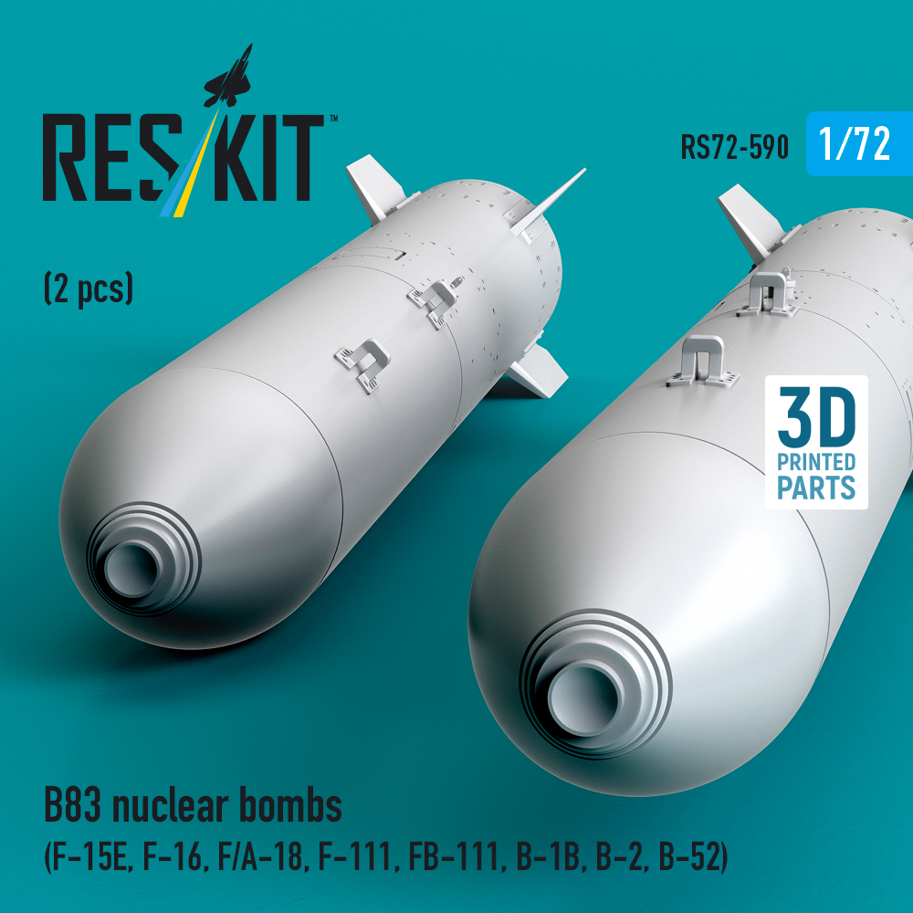 Reskit B83 nuclear bombs (2 pcs) (F-15E, F-16, F/A-18, F-111, FB-111, B-1B, B-2, B-52) (3D Printed) (1/72) - Image 2