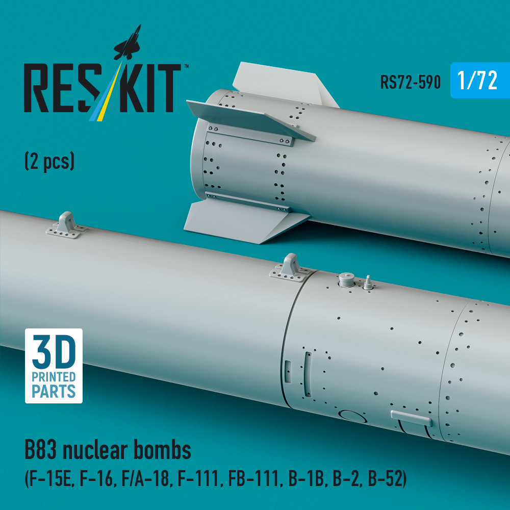 Reskit B83 nuclear bombs (2 pcs) (F-15E, F-16, F/A-18, F-111, FB-111, B-1B, B-2, B-52) (3D Printed) (1/72) - Image 3