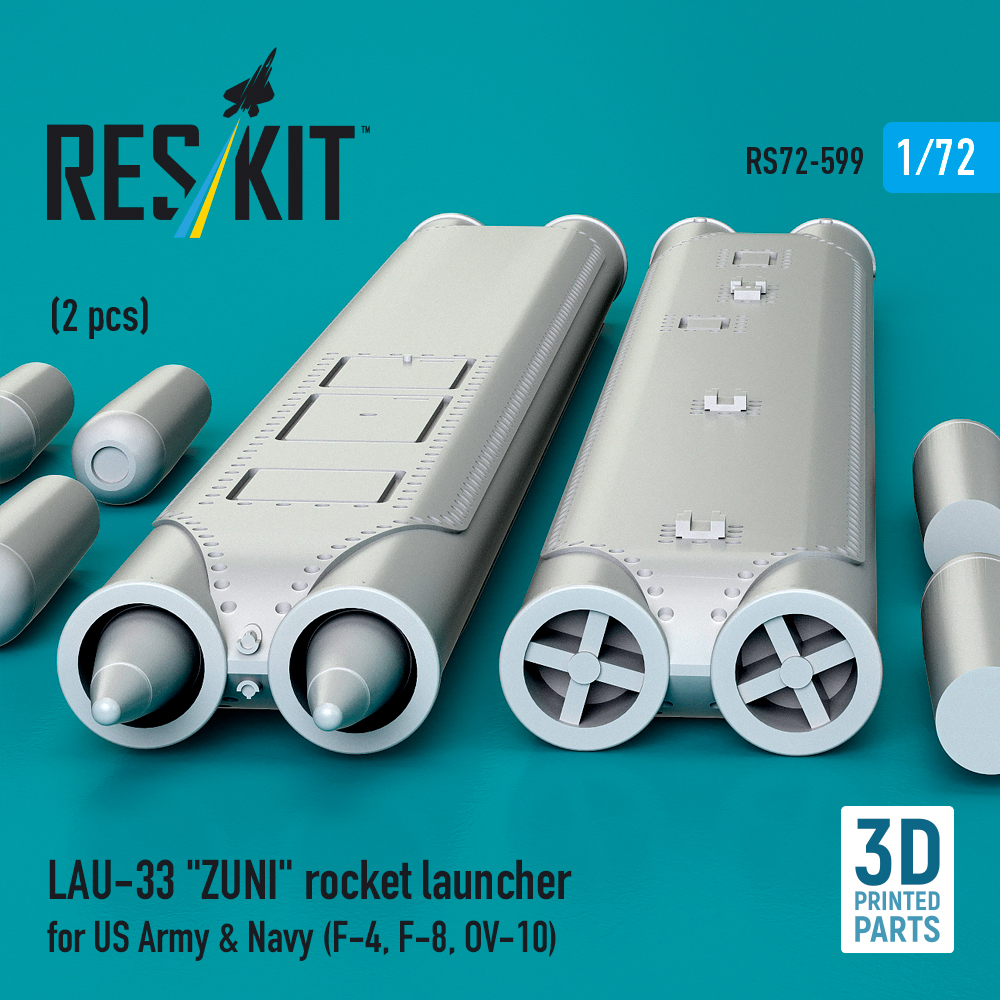 Reskit LAU-33 "ZUNI" rocket launcher for US Army & Navy (2 pcs) (F-4, F-8, OV-10) (3D Printed) (1/72) - Image 2
