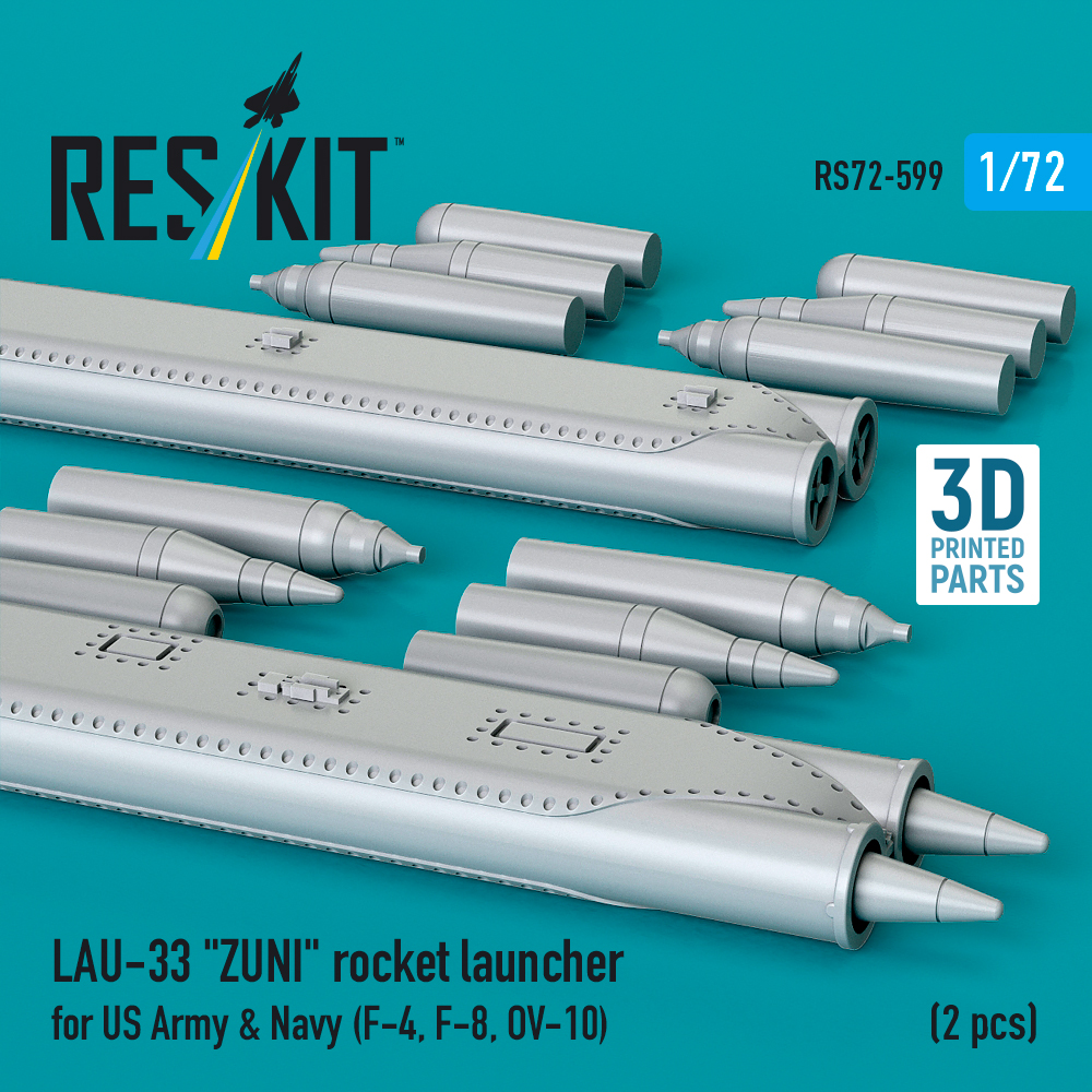 Reskit LAU-33 "ZUNI" rocket launcher for US Army & Navy (2 pcs) (F-4, F-8, OV-10) (3D Printed) (1/72) - Image 3