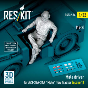 Reskit Male driver for A/S-32A-31A "Mule" Tow Tractor (scene 1) (1 pcs) (3D Printed) (1/32)