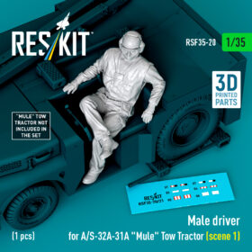 Reskit Male driver for A/S-32A-31A "Mule" Tow Tractor (scene 1) (1 pcs) (3D Printed) (1/35)