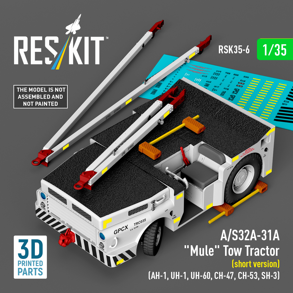 Reskit A/S32A-31A "Mule" Tow Tractor (short version) (AH-1, UH-1, UH-60, CH-47, CH-53, SH-3) (3D Printed model kit) (1/35) - Image 2