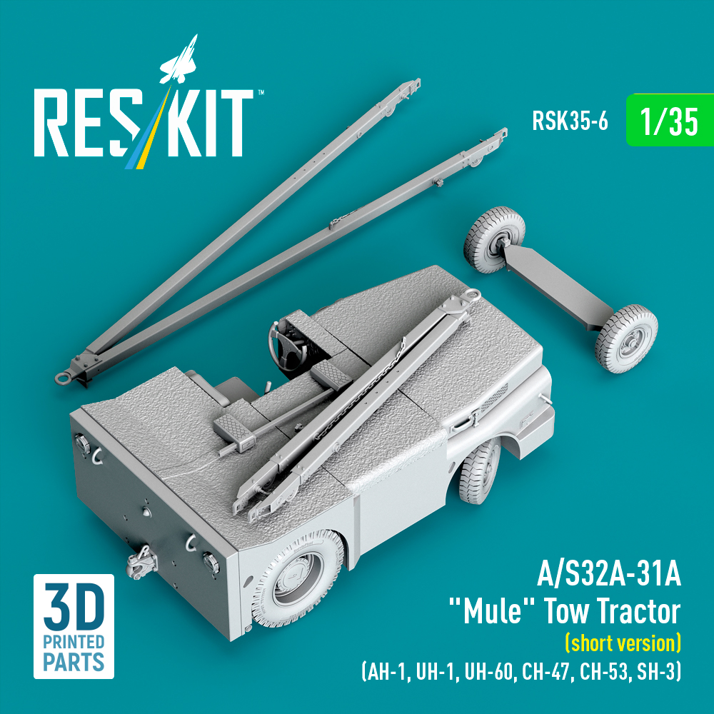 Reskit A/S32A-31A "Mule" Tow Tractor (short version) (AH-1, UH-1, UH-60, CH-47, CH-53, SH-3) (3D Printed model kit) (1/35) - Image 3
