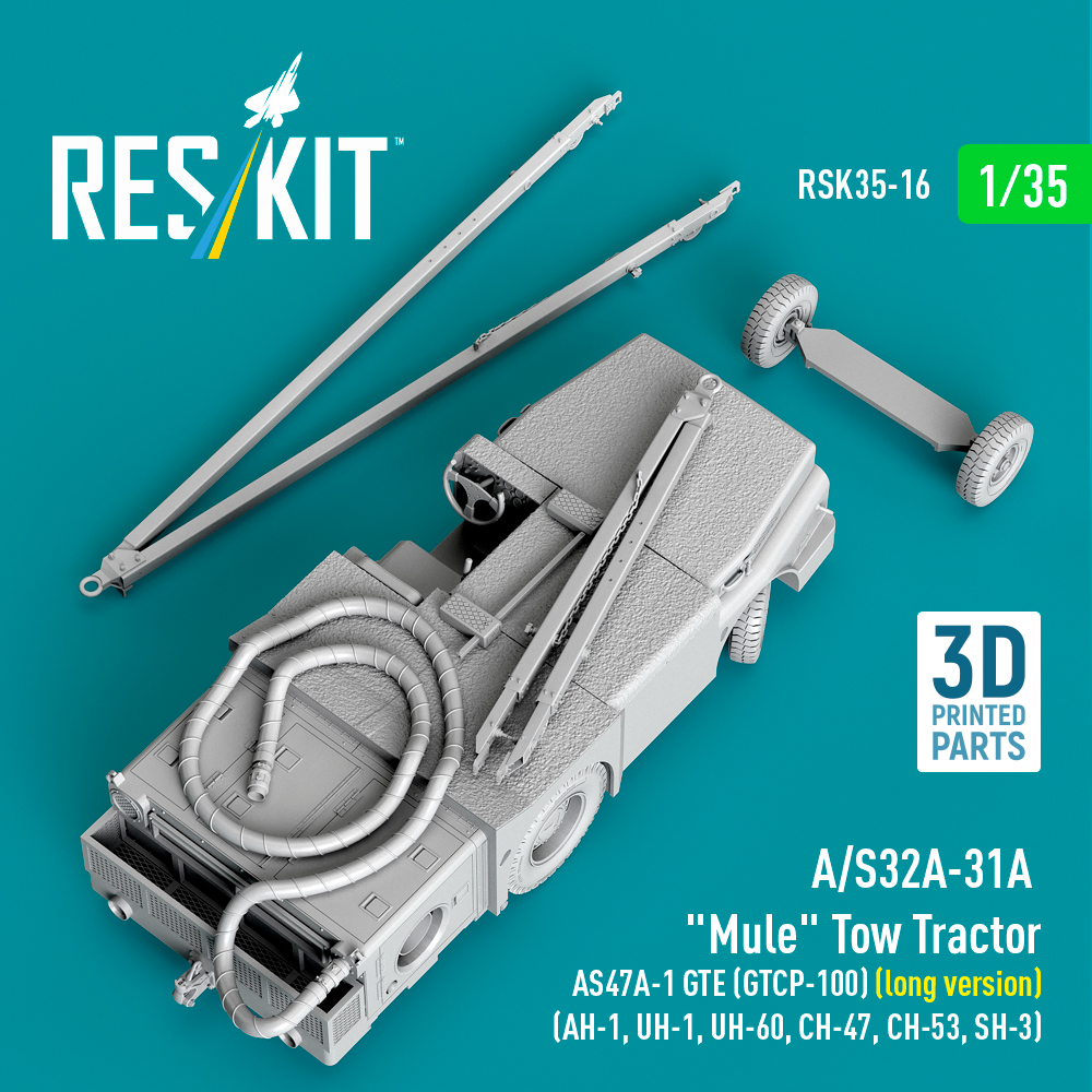 Reskit A/S32A-31A "Mule" Tow Tractor AS47A-1 GTE (GTCP-100) (long version) (AH-1, UH-1, UH-60, CH-47, CH-53, SH-3) (3D Printed model kit) (1/35) - Image 2
