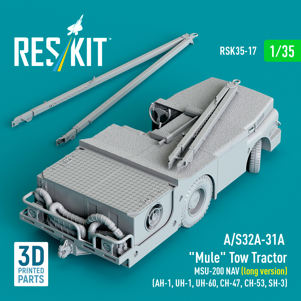 Reskit A/S32A-31A "Mule" Tow Tractor MSU-200 NAV (long version) (AH-1, UH-1, UH-60, CH-47, CH-53, SH-3) (3D Printed model kit) (1/35) - Image 2
