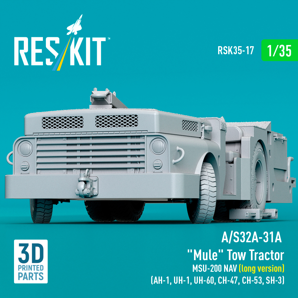 Reskit A/S32A-31A "Mule" Tow Tractor MSU-200 NAV (long version) (AH-1, UH-1, UH-60, CH-47, CH-53, SH-3) (3D Printed model kit) (1/35) - Image 3