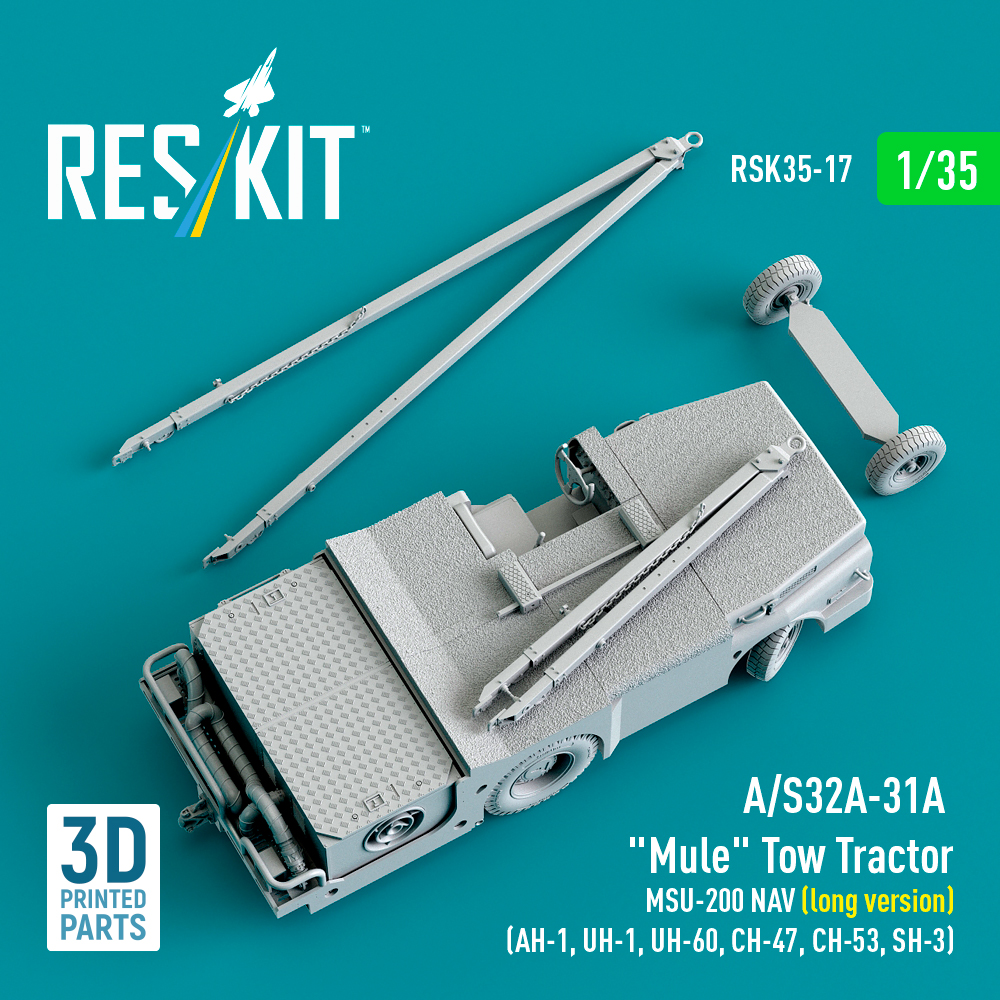 Reskit A/S32A-31A "Mule" Tow Tractor MSU-200 NAV (long version) (AH-1, UH-1, UH-60, CH-47, CH-53, SH-3) (3D Printed model kit) (1/35) - Image 4
