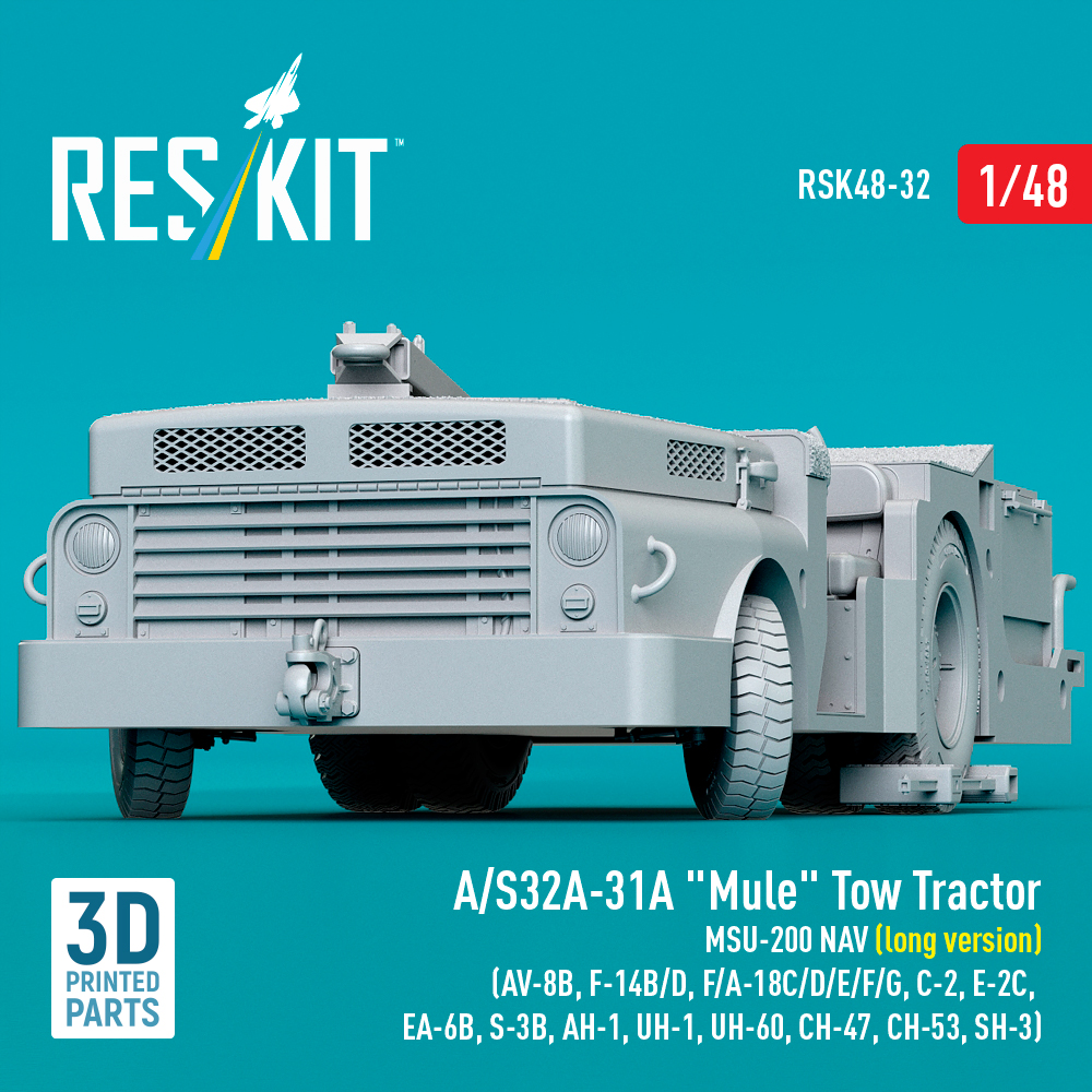 Reskit A/S32A-31A "Mule" Tow Tractor MSU-200 NAV (long version) (AV-8B, F-14B/D, F/A-18C/D/E/F/G, C-2, E-2С, EA-6B, S-3B, AH-1, UH-1, UH-60, CH-47, CH-53, SH-3) (3D Printed model kit) (1/48) - Image 3