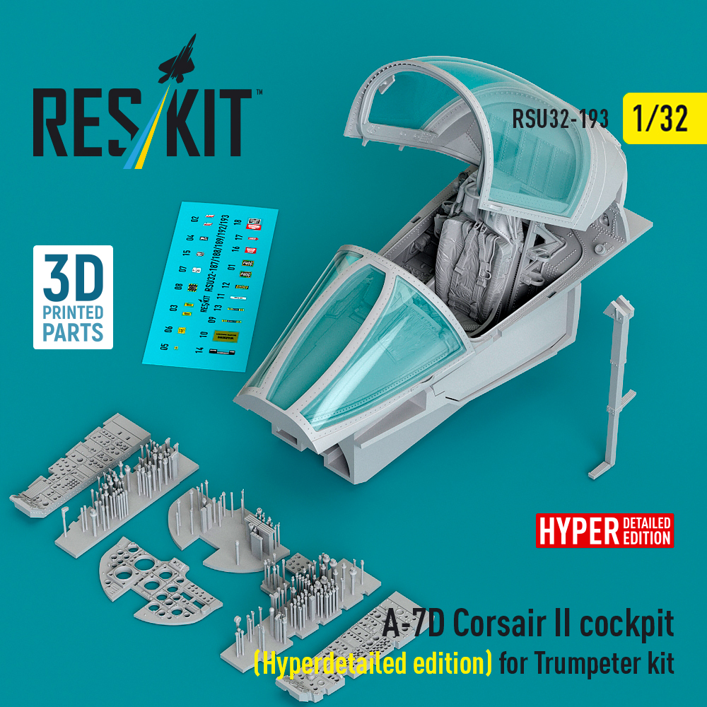 Reskit A-7D Corsair II cockpit (Hyperdetailed edition) for Trumpeter kit (1/32) RSU32-0193