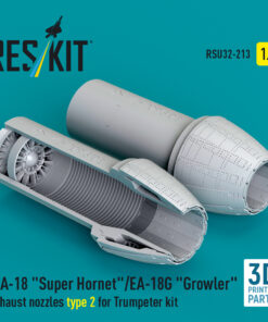 Reskit F/A-18 "Super Hornet"/EA-18G "Growler" exhaust nozzles type 2 for Trumpeter kit (3D Printed) (1/32)