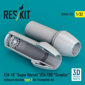 Reskit F/A-18 "Super Hornet"/EA-18G "Growler" exhaust nozzles type 2 for Trumpeter kit (3D Printed) (1/32)