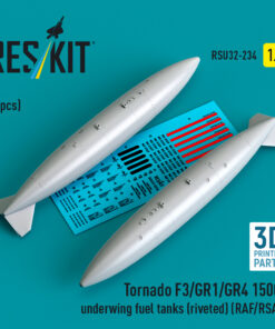 Reskit Tornado F3/GR1/GR4 1500L underwing fuel tanks (riveted) (RAF/RSAF) (2 pcs) (3D Printed) (1/32)