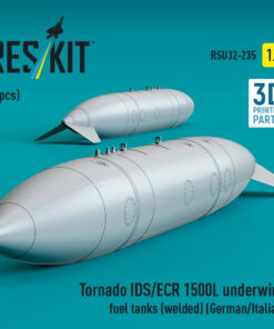 Alternative view of Reskit Tornado IDS/ECR 1500L underwing fuel tanks (welded) (German AF / Italian AF) (2 pcs) (3D Printed) (1/32)